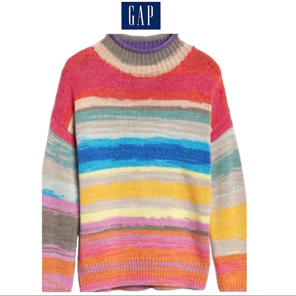 GAP | Rainbow Colorful Stripe Mock Sweater - Picture 4 of 10